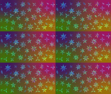 Üzerinde gelincikler ve vadi zambakları olan renkli çiçek desenli nakış deseni. Tekstil tasarımı için kahverengi renkli geleneksel halk çiçekleri buketi.