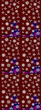 Soyut etnik raster çizim kalıbı. Çiçekler. Vadinin çiçekleri kırmızı renklerde.