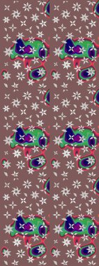 Çiçek buketleriyle klasik bir eskiz şekli. Kahverengi renklerde. Raster illüstrasyonu.