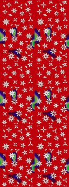 Çiçek buketleriyle klasik bir eskiz şekli. Raster illüstrasyonu. Kırmızı renklerde.