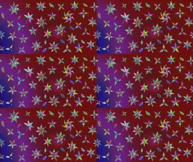 Raster illüstrasyonu. Kibarca, kırmızı renkte bahar çiçekleri. Raster çiçek desenli ve çiçekli..