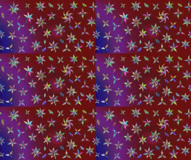 Raster illüstrasyonu. Kibarca, kırmızı renkte bahar çiçekleri. Raster çiçek desenli ve çiçekli..