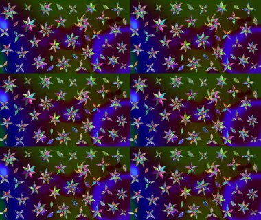 El çizimi Raster çizimi. Çizim çiçek deseni duvar kağıdı, web sitesi arka planı, ambalaj kağıdı, davetiye, broşür, afiş veya web sitesi için kullanılabilir. Parlak elementlerin.