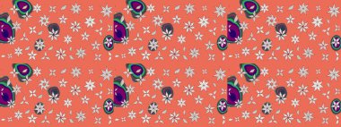 Çiçek desenli eskiz, yaz çiçekleri. Turuncu renkli çiçekler. Renkli Bahar Teması eskiz kalıbı. Düz Çiçek Elementleri Tasarımı.