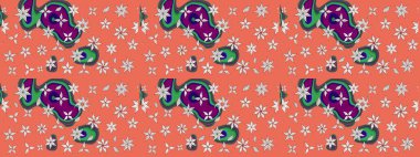 Kumaş desenli papatya çiçeği detayı. Turuncu renkte çiçekler.