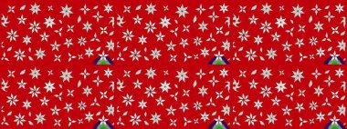 Üzerinde gelincikler ve vadi zambakları olan renkli çiçek desenli nakış deseni. Tekstil tasarımı için kırmızı renkte geleneksel Raster çiçek buketi.