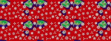 Raster illüstrasyonundaki çiçek desenli çizim. Kırmızı renkte çiçekler.