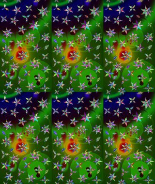 Vadinin yeşil renkli çiçekleri. Raster çiçek desenleri çiziyor..