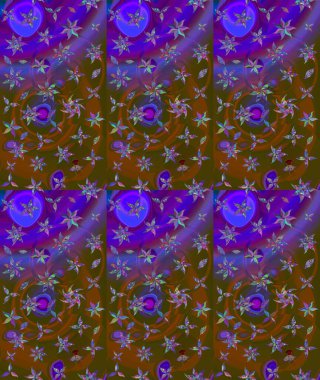 Kahverengi renkli çiçekler. Çiçekli karalama şeklinde Raster çiçek deseni. Yumuşak, yaz çiçekli arka plan.