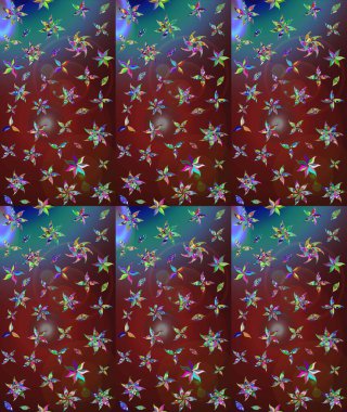 Raster illüstrasyonundaki çiçek desenli çizim. Suluboya tarzında kahverengi renkte çiçekler.