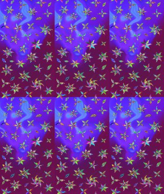 Raster illüstrasyonundaki çiçek desenli çizim. Renkli Bahar Teması eskiz kalıbı. Düz Çiçek Elementleri Tasarımı. Mor renkte çiçekler.