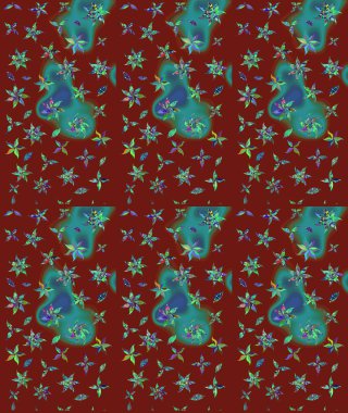 Yaprak ve çiçeklerin suluboya resimleri, kırmızı renklerde çizimler. Kibarca, kırmızı renkte bahar çiçekleri. Raster illüstrasyonu.