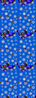 Renkli Yaz Temalı eskiz kalıbı. Güzel kumaş deseni. Raster Illustrasyon 'daki Çiçek Deseni' nin son moda çizimi. Düz Çiçek Elementleri Tasarımı.