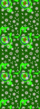 Arkaplan dokusu, duvar kağıdı, yeşil renkli çiçek teması. Soyut etnik raster çizim kalıbı. Kabile sanatı boho baskısı, klasik çiçek arkaplanı.