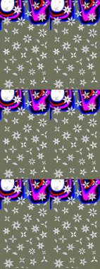 Raster suluboya çiçek deseni, narin çiçekler, yeşil çiçekler, tebrik kartı şablonu. Raster Güzel kumaş deseni.