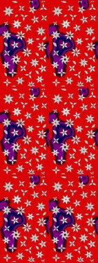 Tropik çiçek desenleri. Raster illüstrasyonu. Kırmızı renkte çiçekler.