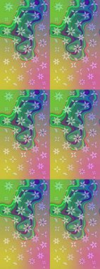 Renkli Bahar Teması eskiz kalıbı. Süslü kumaş deseni. Raster illüstrasyonundaki çiçek desenli çizim. Düz Çiçek Elementleri Tasarımı.