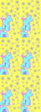 Çizim çiçek deseni duvar kağıdı, web sitesi arka planı, ambalaj kağıdı, davetiye, broşür, afiş veya web sitesi için kullanılabilir. Parlak elementlerin. El çizimi Raster illüstrasyonu.