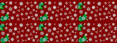 Raster illüstrasyonundaki çiçek desenli çizim. Kırmızı renkte çiçekler.