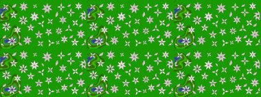 Ağaç dallı bahar çiçekleri ile desen, çiçek siluetiyle yeşil renkler. Raster deseni.