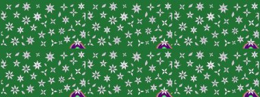 Suluboya elle çizilmiş çiçek desenli eskiz deseni. Parlak renkli fantezi çiçekleri, yapraklar, yeşil renkli tomurcuklar.