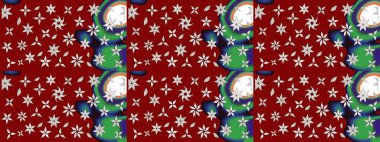 Raster suluboya çiçek deseni, narin çiçekler, kırmızı çiçekler, tebrik kartı şablonu. Güzel kumaş deseni.