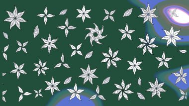 Yeşil renkli çiçekler. Renkli Bahar Teması eskiz kalıbı. Sevimli çiçek raster deseni. Düz Çiçek Elementleri Tasarımı.