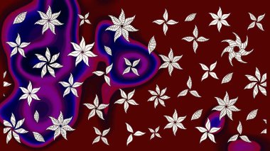 Raster çiçek desenli çiçek deseni, yapraklar, dekoratif elementler, sıçrama, lekeler, el çizimi kontur çizgileri ve Doodle çizim stili, grafik raster çizim çizimi.