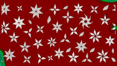 Elle çizilmiş çiçek desenli Raster çizimi. Tekstil, kumaş, ambalaj, hatıra defteri için hoş bir çiçek arkaplanı. Kırmızı arka planda. Çocuksu tasarım.