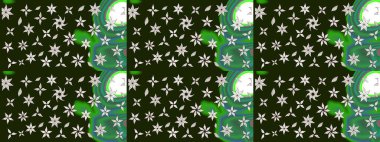 Çiçeksel fantezi tasarımı ve parlak bir arka plan çizimi. Renkli Bahar Teması eskiz kalıbı. Düz Çiçek Elementleri Tasarımı.