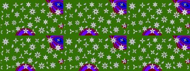 Raster illüstrasyonundaki çiçek desenli çizim. Yeşil renkli çiçekler. Renkli Yaz Temalı eskiz kalıbı. Düz Çiçek Elementleri Tasarımı.