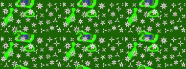 Suluboya çiçekli çiçek deseni. Raster illüstrasyonu. Yeşil renkte güzel tekstil.