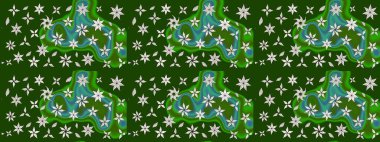 Çiçekli karalama şeklinde Raster çiçek deseni. Nazik, sevimli çiçek arkaplanı. Yeşil renkte çiçekler.