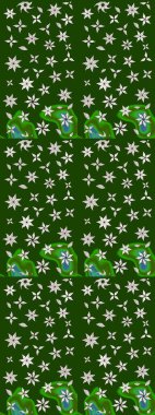 Vadinin yeşil renkli çiçekleri. Çiçeksel çizim kalıbının çizimi.