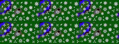 Yumuşak, yeşil renkli bahar çiçekleri. Raster illüstrasyonu. Raster çiçek desenli ve çiçekli..