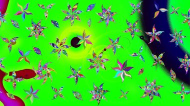 Küçük çiçekteki sevimli çiçek deseni. Yeşil renkte çiçekler.