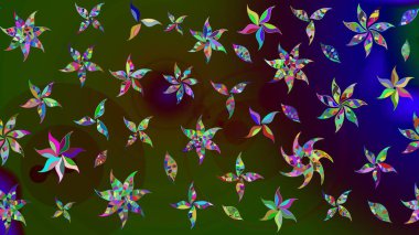 Düz Çiçek Elementleri Tasarımı. Renkli Bahar Teması eskiz kalıbı. Parlak arkaplan eskiz desenli çiçekli fantezi tasarımı.