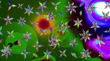 Yeşil renkte çiçek çizimi. Şatafatlı bahar bahçesi dokusu. Yeşil renkli çiçekler. Çiçek deseni. Raster illüstrasyonu.