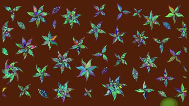 Kahverengi renkli çiçekler. Raster illüstrasyonunda çiçek deseni çizimi.