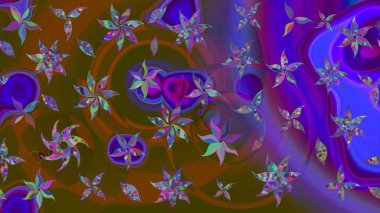 Renkli Bahar Teması eskiz kalıbı. Süslü kumaş deseni. Düz Çiçek Elementleri Tasarımı. Raster illüstrasyonunda çiçek deseni çizimi.