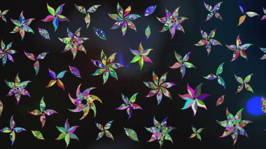 Raster illüstrasyonundaki çiçek desenli çizim. Gri renkli çiçekler. Düz Çiçek Elementleri Tasarımı. Renkli Yaz Teması çizim şablonu.