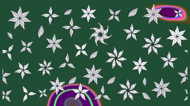 Raster illüstrasyonu. Şatafatlı bahar bahçesi dokusu. Yeşil renkte çiçek çizimi. Yeşil renkli çiçekler. Çiçek deseni.