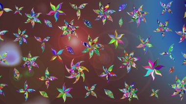 Renkli Yaz Temalı eskiz kalıbı. Düz Çiçek Elementleri Tasarımı. Kahverengi renkli çiçekler. Raster illüstrasyonunda çiçek deseni çizimi.