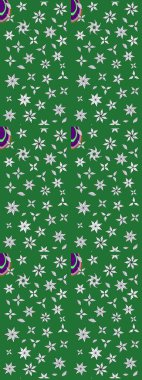 Yeşil renkli Asya tekstili. Çiçek desenli çizim. Raster illüstrasyonu.