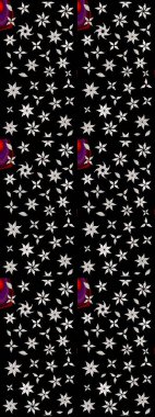 Çiçekli çiçek deseni, suluboya. Renkli Bahar Teması eskiz kalıbı. Raster illüstrasyonu. Düz Çiçek Elementleri Tasarımı. Siyah renkte çiçekler.