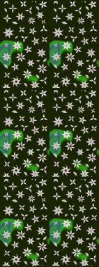 Raster illüstrasyonu. Gri renklere karalamalar çizilmiş çiçek deseni.