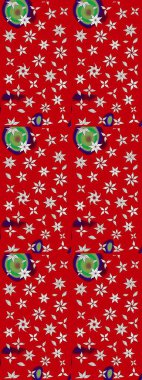 Süslü kumaş deseni. Raster illüstrasyonundaki çiçek desenli çizim. Renkli Bahar Teması eskiz kalıbı. Düz Çiçek Elementleri Tasarımı.