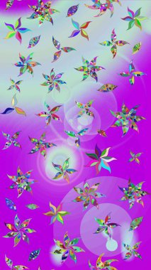 Raster illüstrasyonu. Mor renkli çiçekler. Çizim çiçek deseni duvar kağıdı için kullanılabilir.