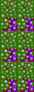 Çiçek ve yapraklı çiçek deseni. Raster illüstrasyonu. Küçük çiçekli şirin desen.