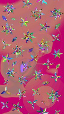 Pembe renkte şirin çiçekler. Moda baskısı, albüm, ambalaj kağıdı ve duvar kağıdı için zarif dekoratif süslemeler. Küçük çiçekli basit bir çiçek çizimi. Raster illüstrasyonu.